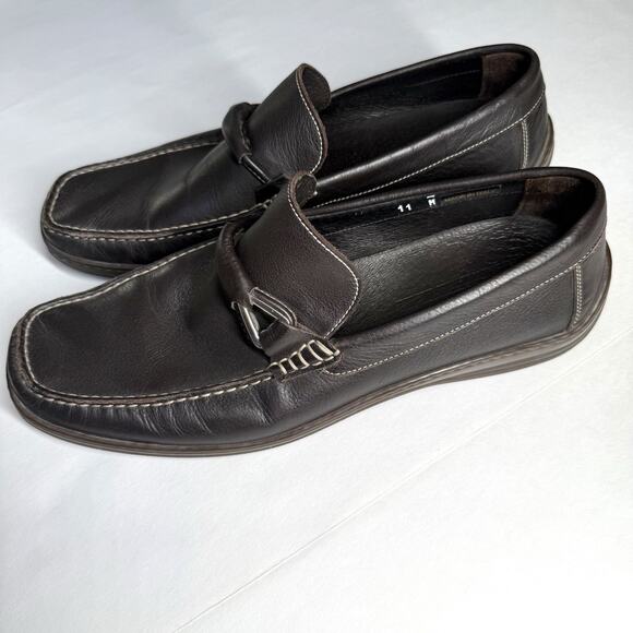 Paul Frederik Mens Penny Loafers Dress Shoes Brown Leather Sz 11 Made in Italy - Picture 2 of 9